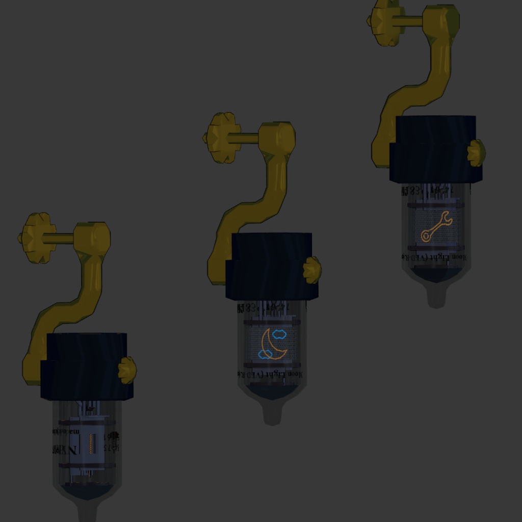 【VRChat想定アクセサリー】【翠羽位置調整済み】真空管/VFD管ピアス -Amp Tube / VFD Tube Pierce-【ランタンギミック付き】