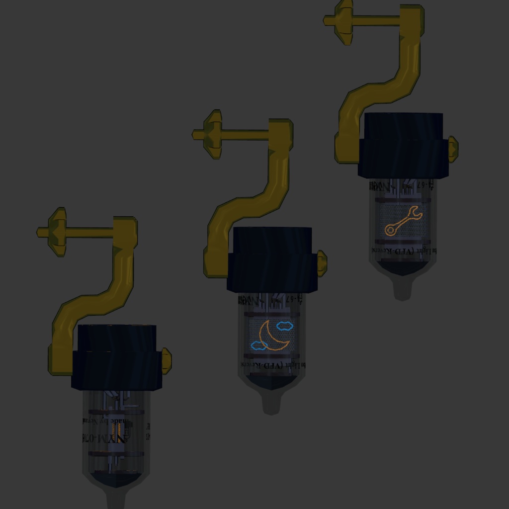【VRChat想定アクセサリー】【翠羽位置調整済み】真空管/VFD管ピアス -Amp Tube / VFD Tube Pierce-【ランタンギミック付き】