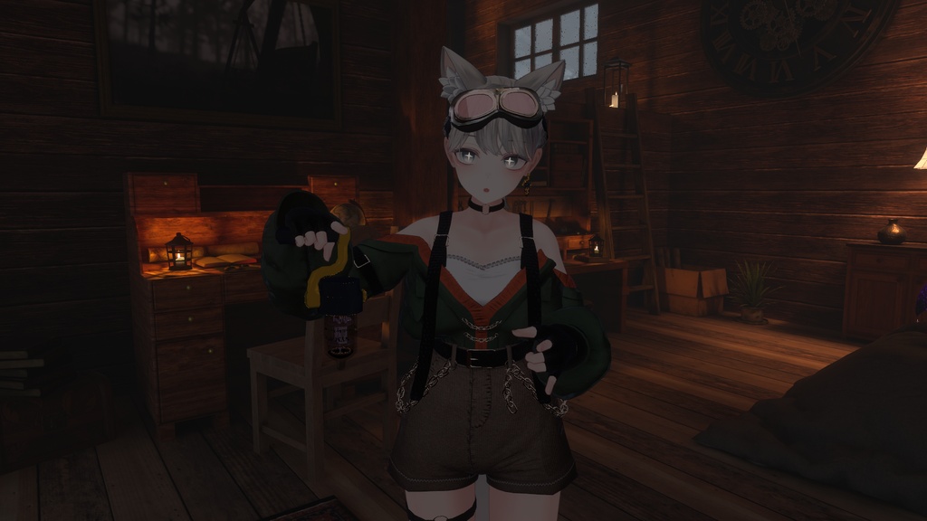 【VRChat想定アクセサリー】【翠羽位置調整済み】真空管/VFD管ピアス -Amp Tube / VFD Tube Pierce-【ランタンギミック付き】