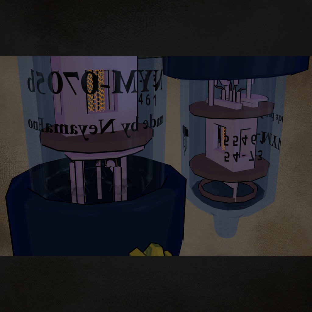 【VRChat想定アクセサリー】【翠羽位置調整済み】真空管ピアス -TubePierce-