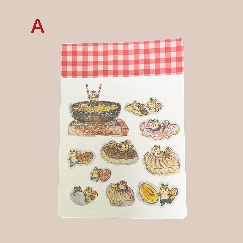 『りすのせかいのどーなつやすみ』フレークシール&ポストカードセット