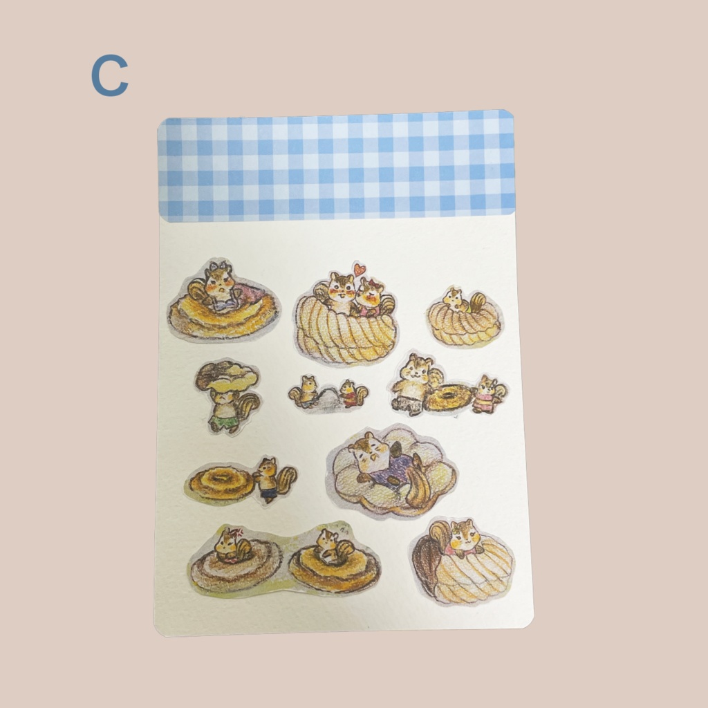 『りすのせかいのどーなつやすみ』フレークシール&ポストカードセット