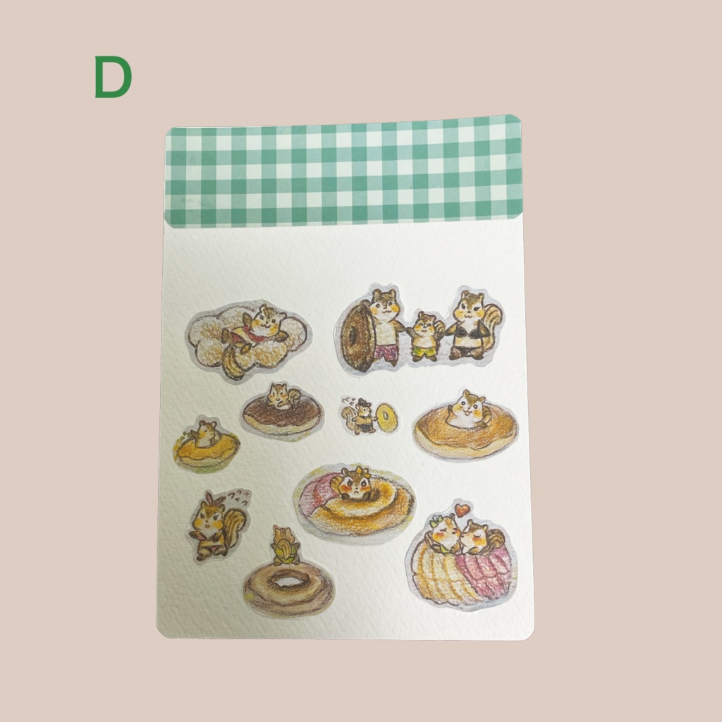 『りすのせかいのどーなつやすみ』フレークシール&ポストカードセット