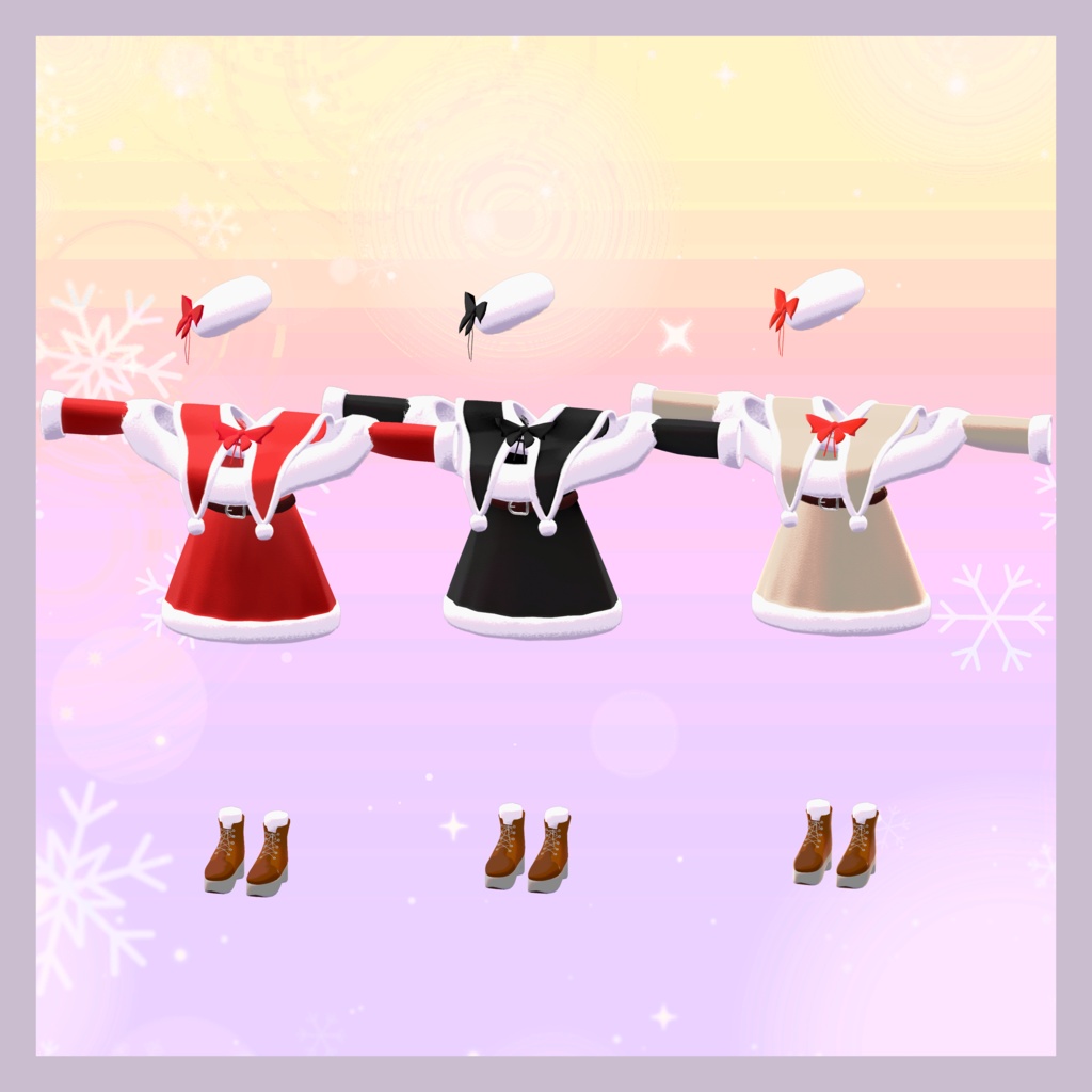 【4アバター対応】聖夜のオフショルワンピ🎄