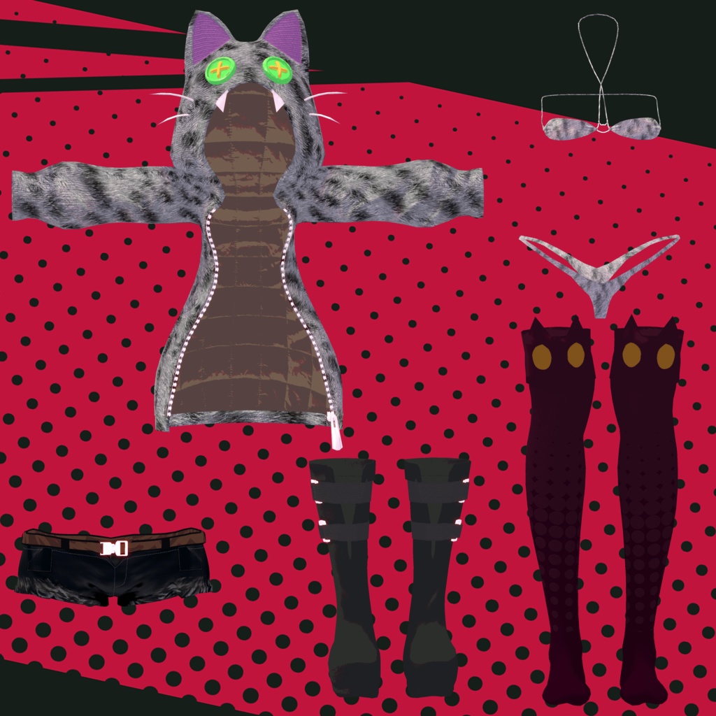 【7アバター対応】猫々フードビキニ🐈⬛