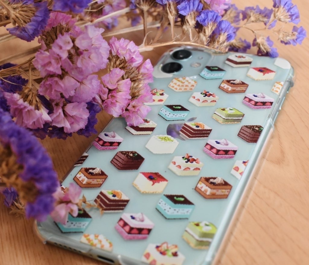 ドット絵 スクエアケーキ クリアスマホケース