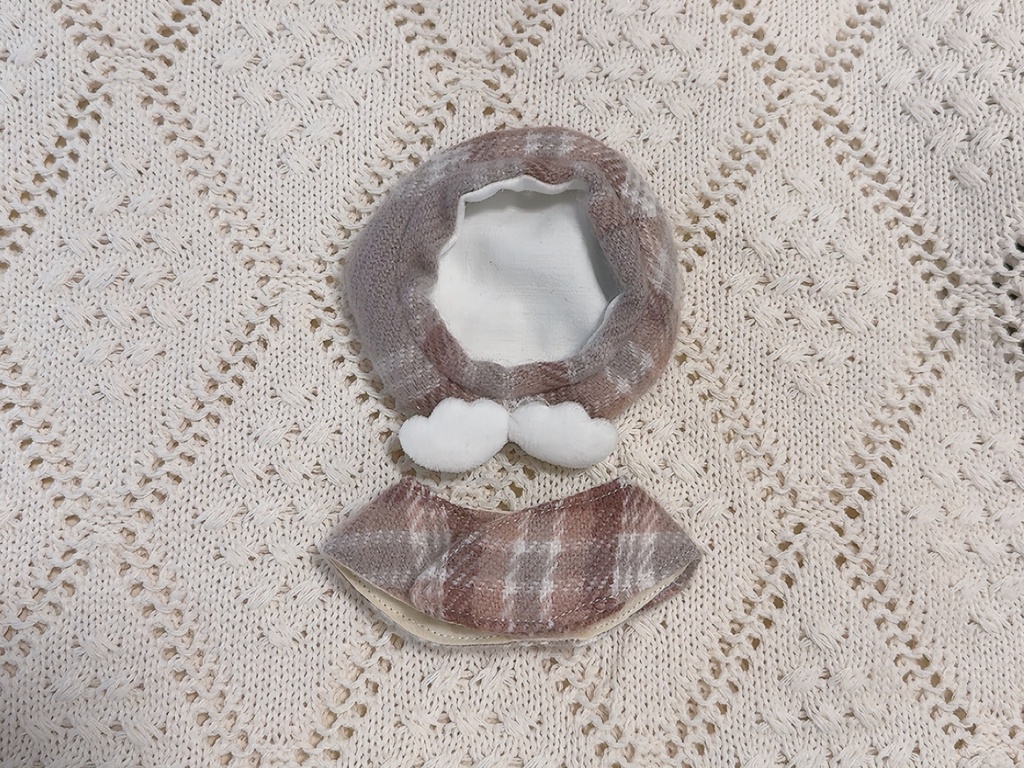 《ちみけも用》ベレー帽&ポンチョセット(さくらラテ)【送料込】