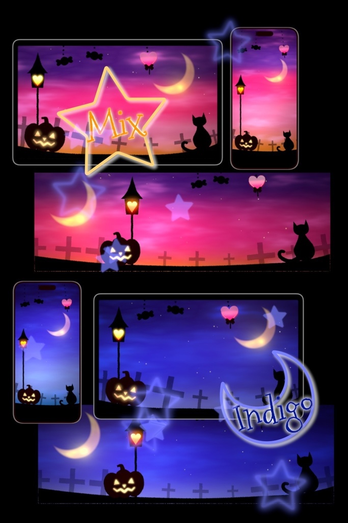 【無料・静止画版】ハロウィンの空 5種セット【Free / Still】Halloween Sky 5-Pack