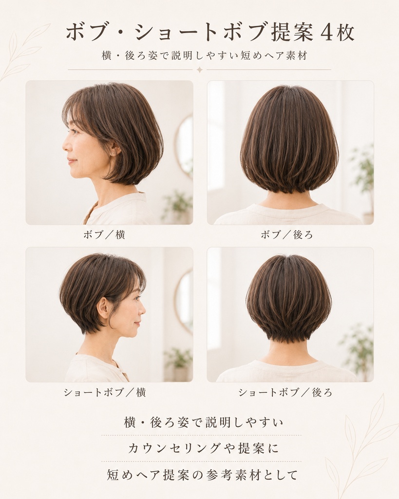 美容室向け 大人女性ヘア提案素材|横・後ろ姿 8枚セット