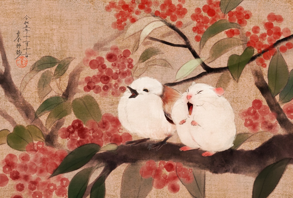 【ミニトート】エナガとハム🐦🐹