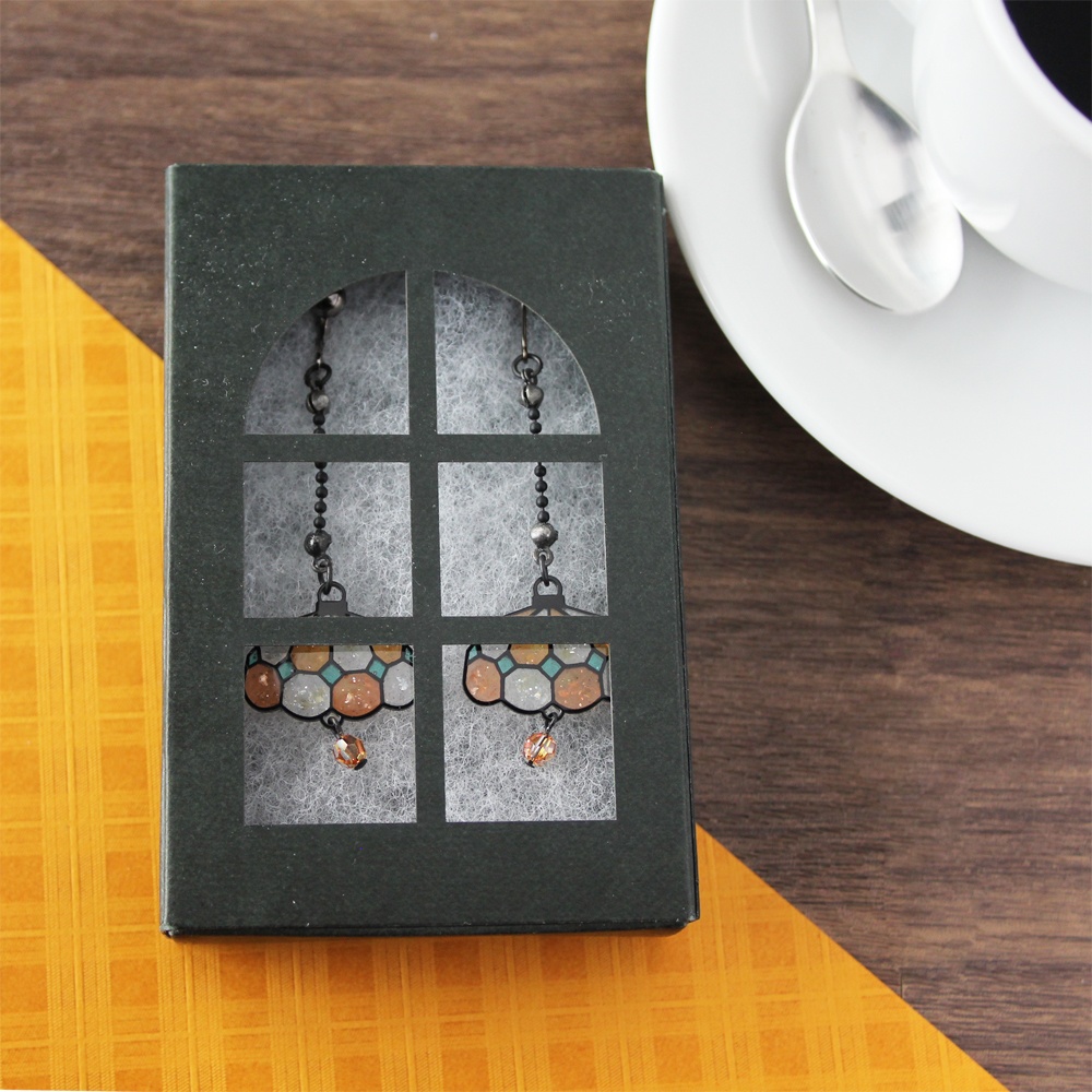 珈琲を照らす灯りピアス/イヤリング(橙)