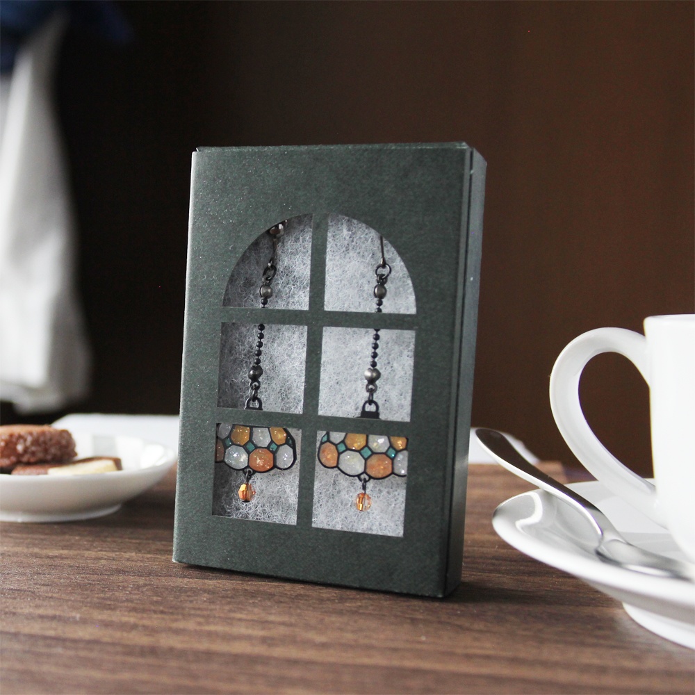 珈琲を照らす灯りピアス/イヤリング(橙)