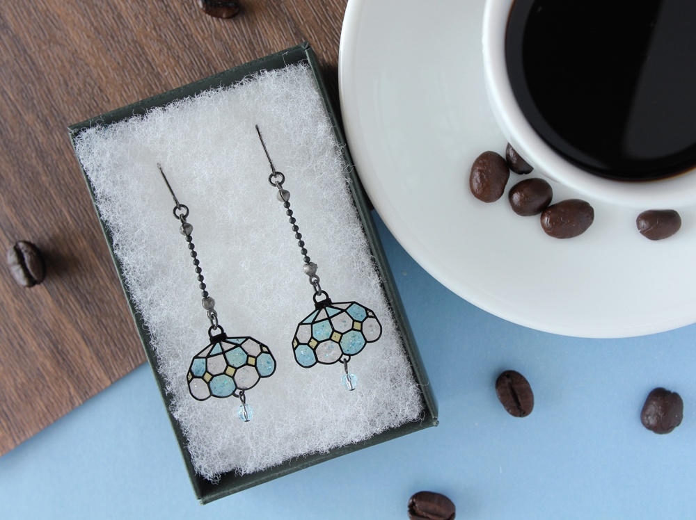 珈琲を照らす灯りピアス/イヤリング（碧）