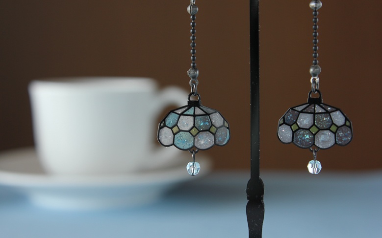 珈琲を照らす灯りピアス/イヤリング(碧)