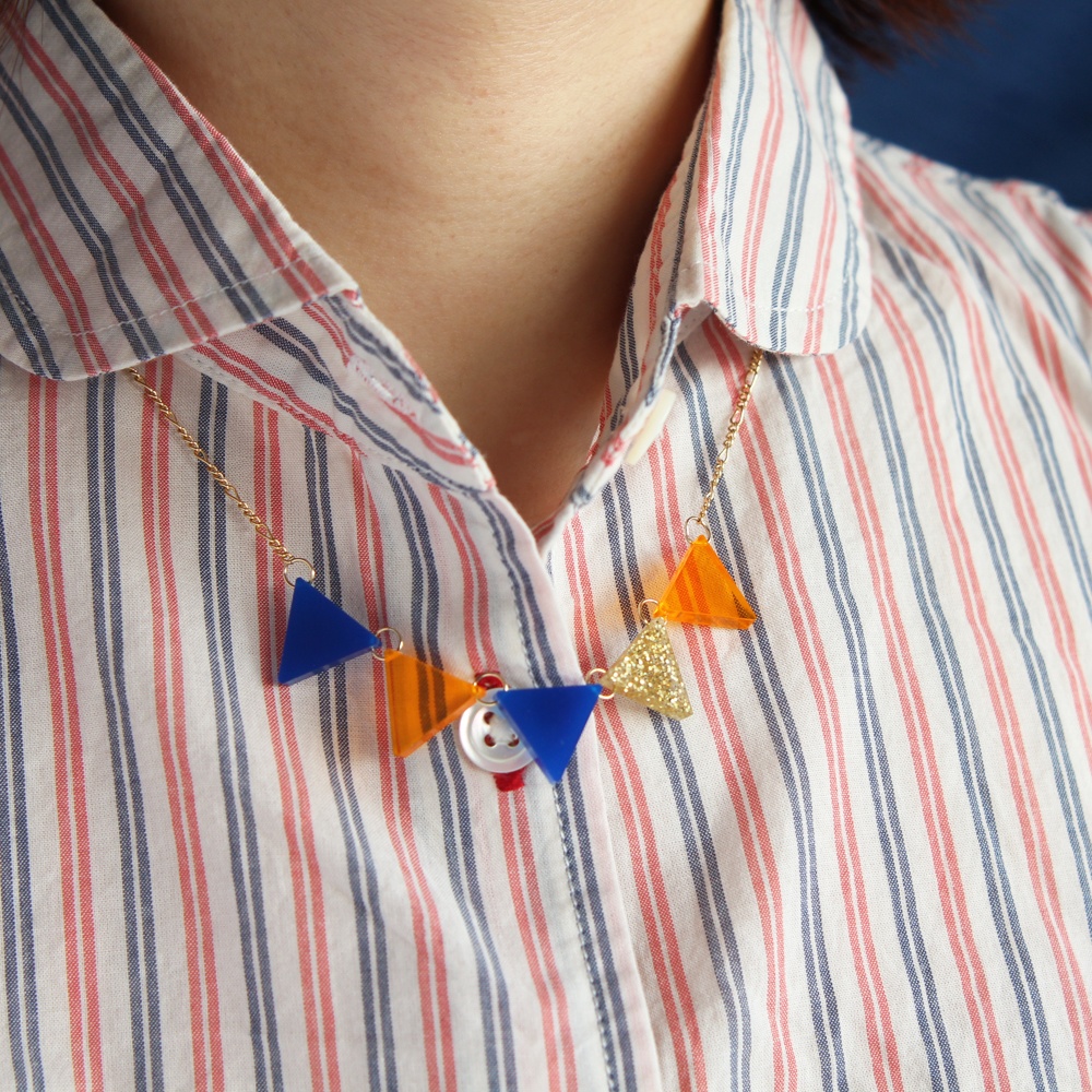 ガーランドネックレス(ブルー×クリアオレンジ)