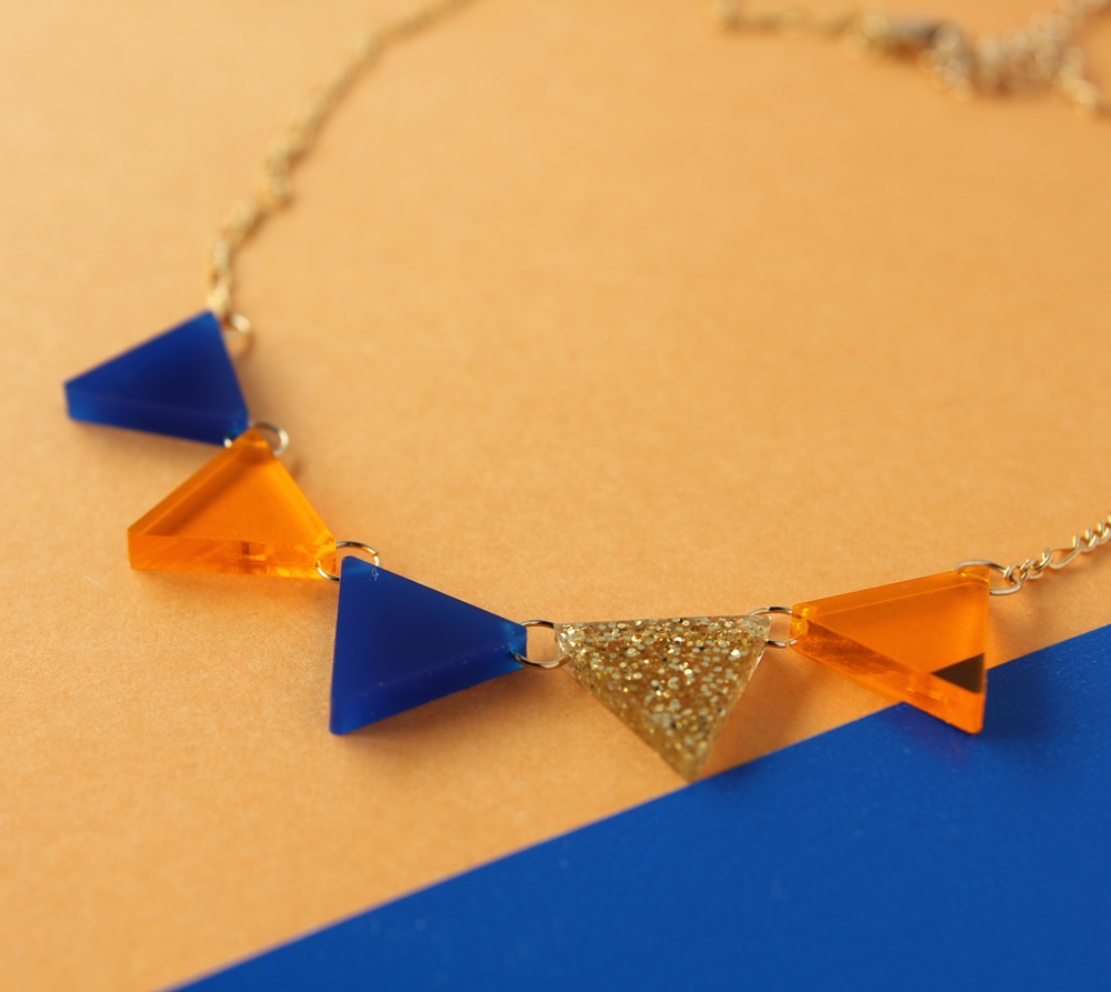ガーランドネックレス(ブルー×クリアオレンジ)