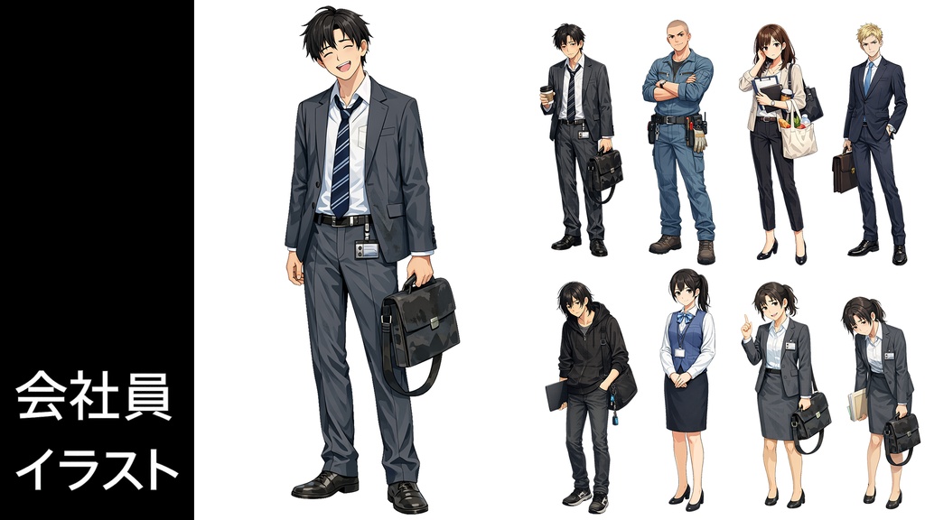 会社員イラスト素材集｜背景透過｜（フリー）