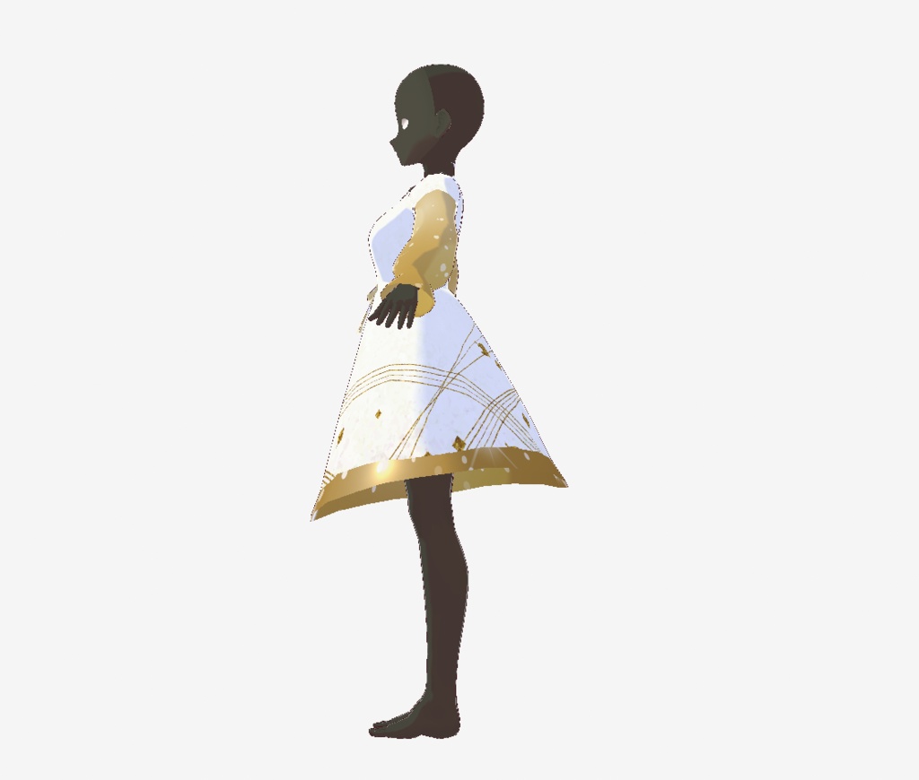 金色白色和紙風ドレス Dress of Golden white Japanese paper pattern