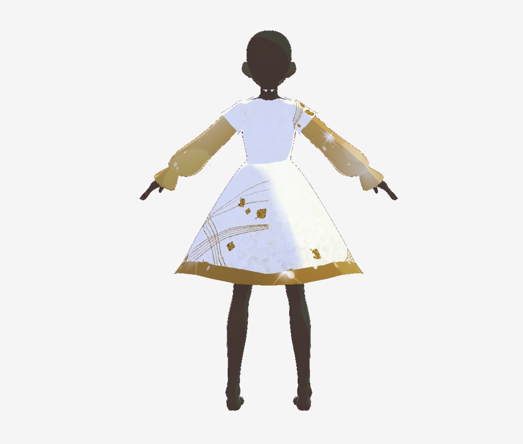 金色白色和紙風ドレス Dress of Golden white Japanese paper pattern