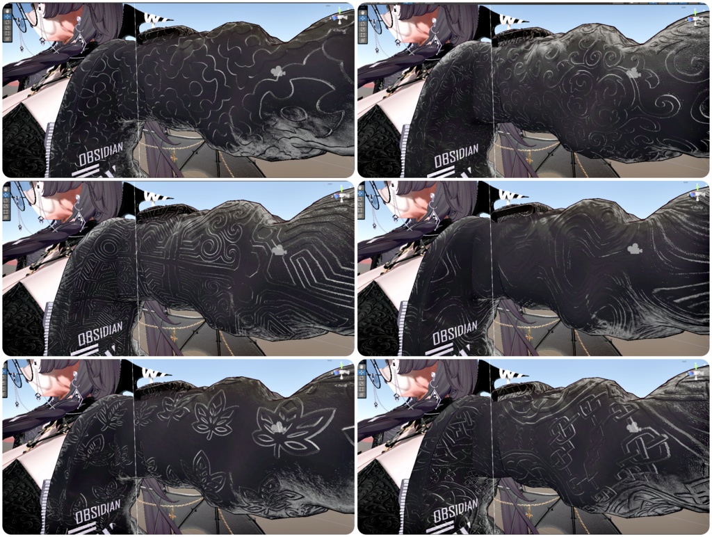 【VRChat対応】lilToon用 高品質ノーマルマップ15種セット - サイバー&幾何学&紋章&リーフデザイン(2048px)