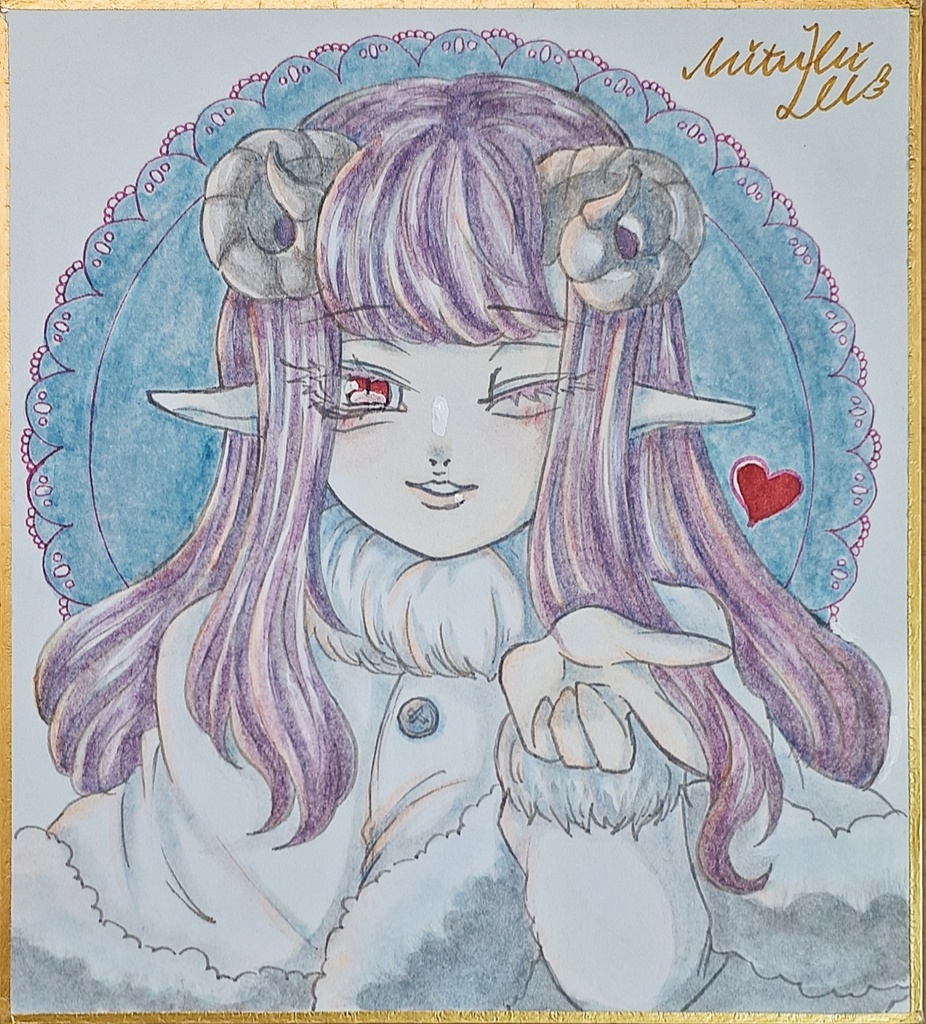 オリジナル　色紙イラスト　女の子