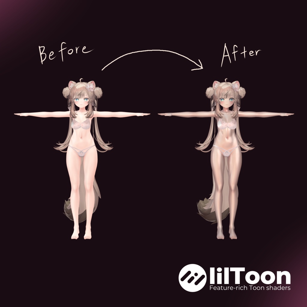 【lilToon】Siroari skin material No.02 / lilToon preset & material setup