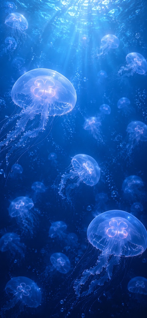 幻想の深海に咲く花クラゲ