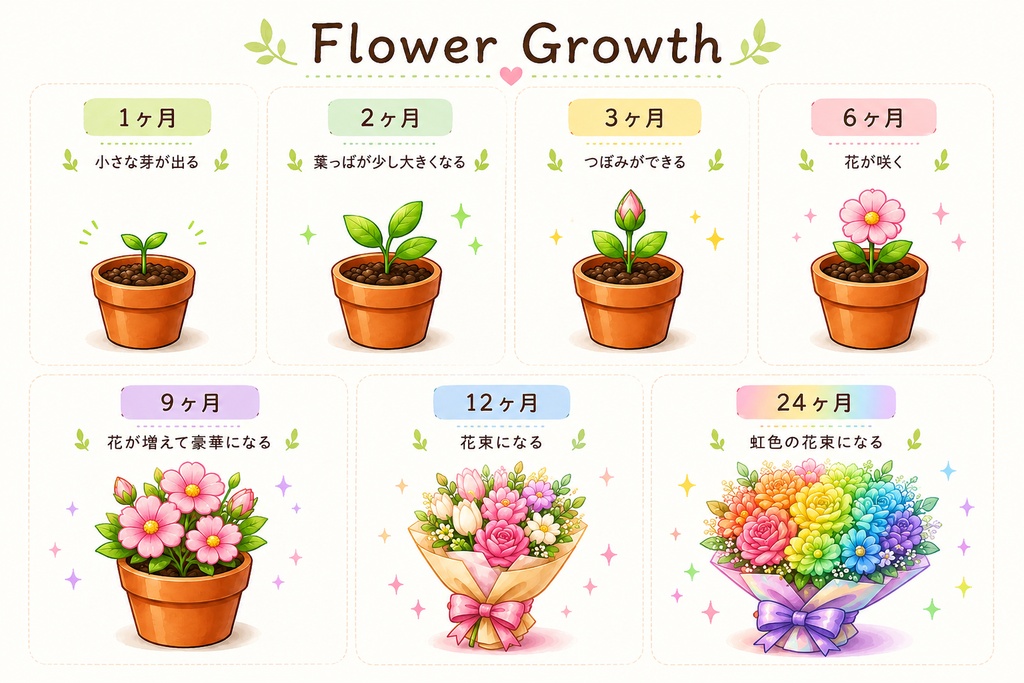 Twitchサブスクバッジ｜花の成長セット（1ヶ月〜24ヶ月）