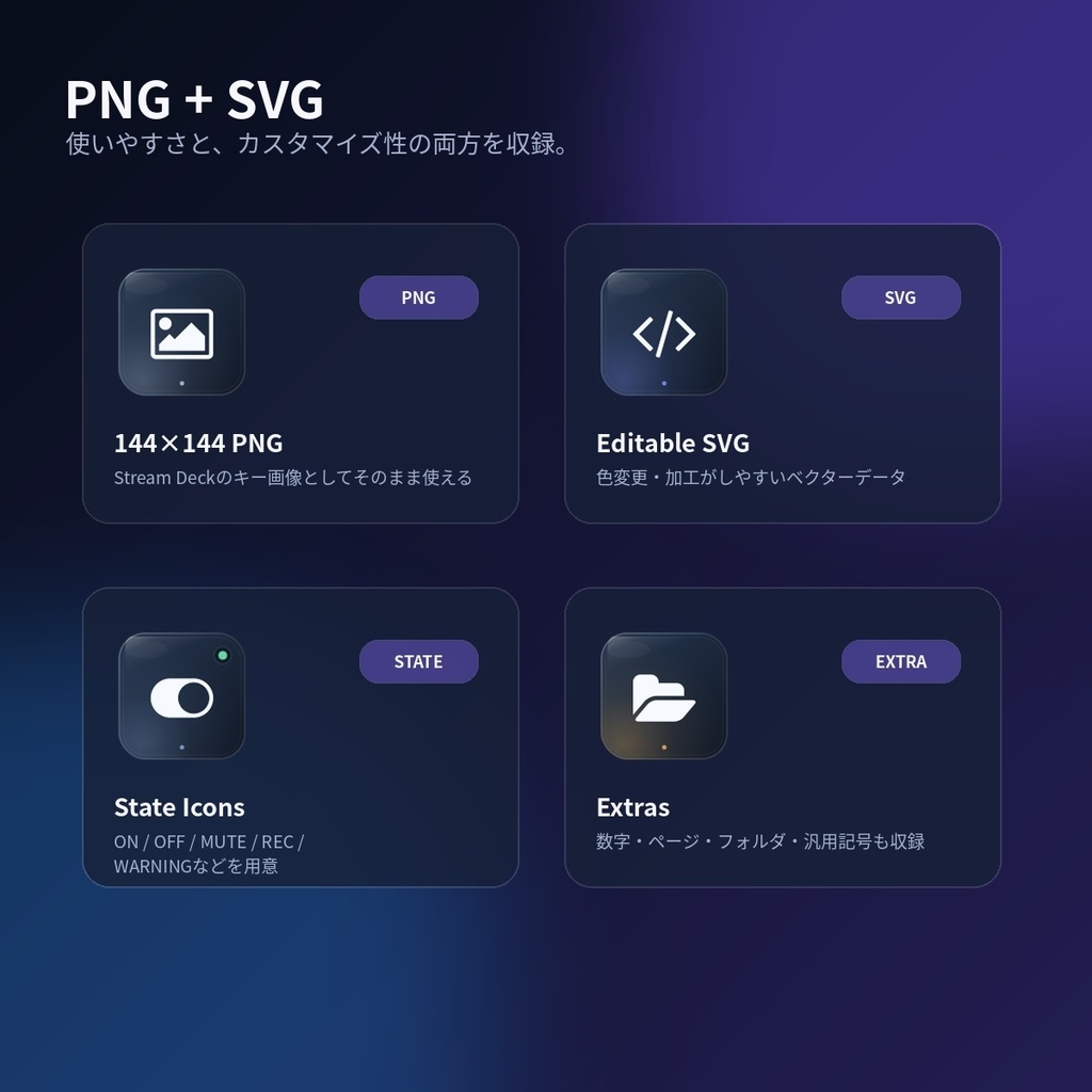 【無料版あり】【Stream Deck】Creator Deck Icons - Glass|配信・動画編集・PC操作 288アイコン【PNG / SVG】