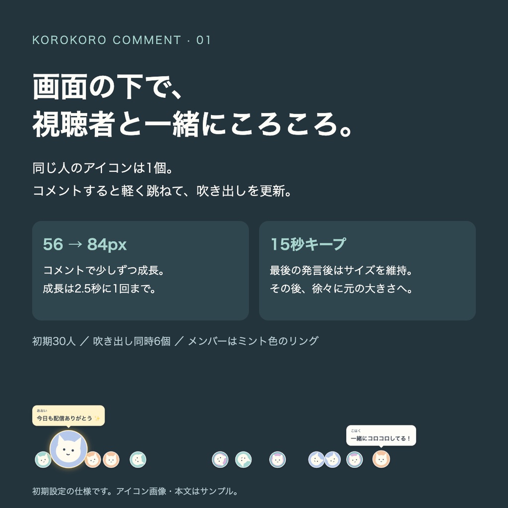 KOROKORO COMMENT|コメントで育つ、ころころアイコン【わんコメ用・初期版】