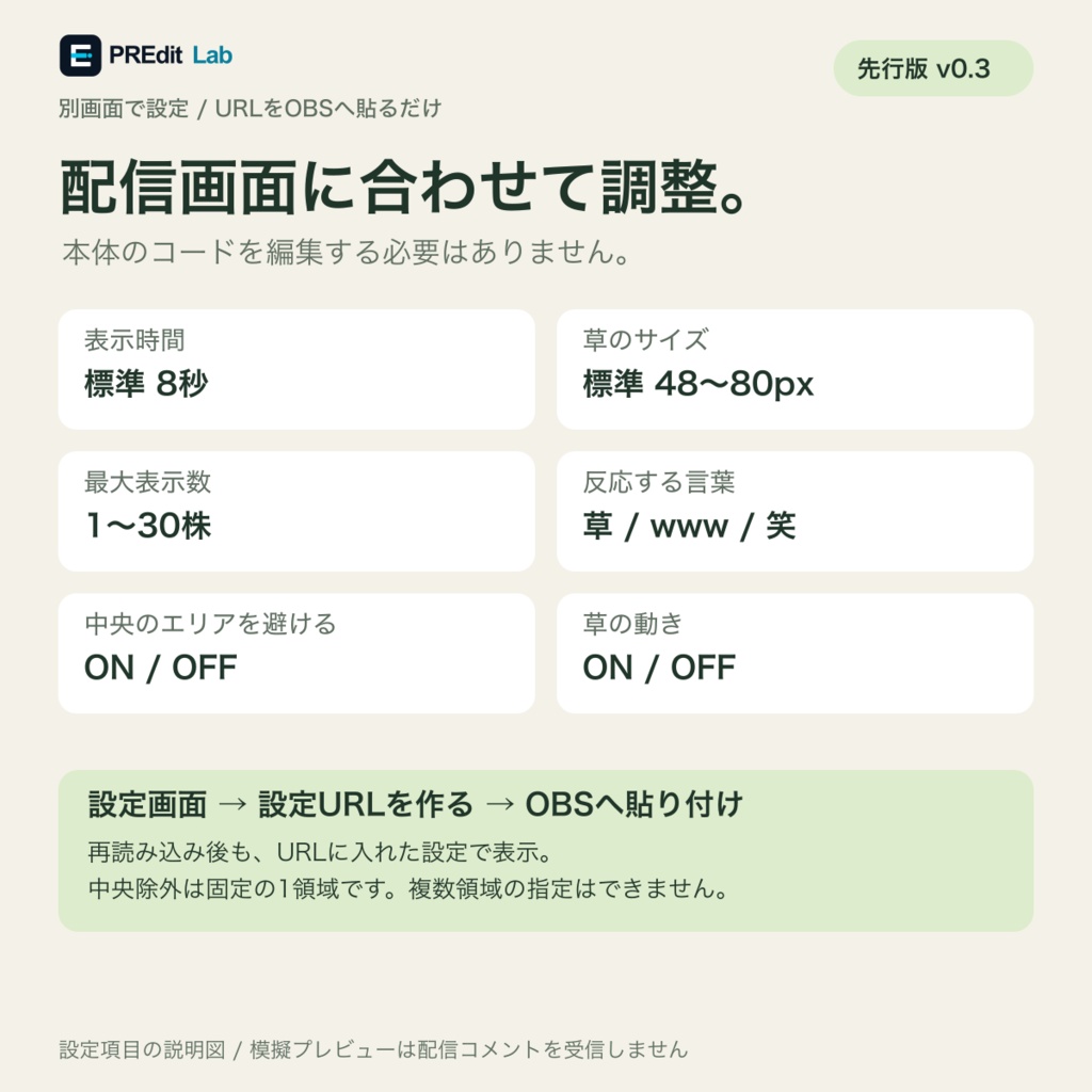 草が生える。|コメント連動ドット絵オーバーレイ【わんコメ・OBS/先行版 v0.3】