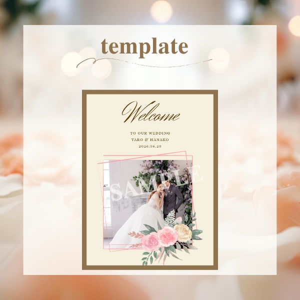 おすすめ商品名 結婚式向け ウェルカムボード・受付サイン Canvaテンプレート5点セット