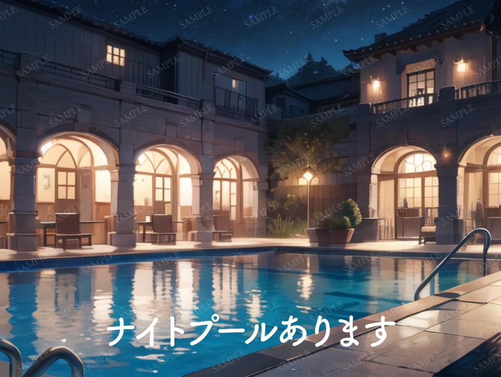 【背景23枚】プール/ナイトプール|差分あり(ゲーム/TRPG背景素材/CoC/ココフォリア)