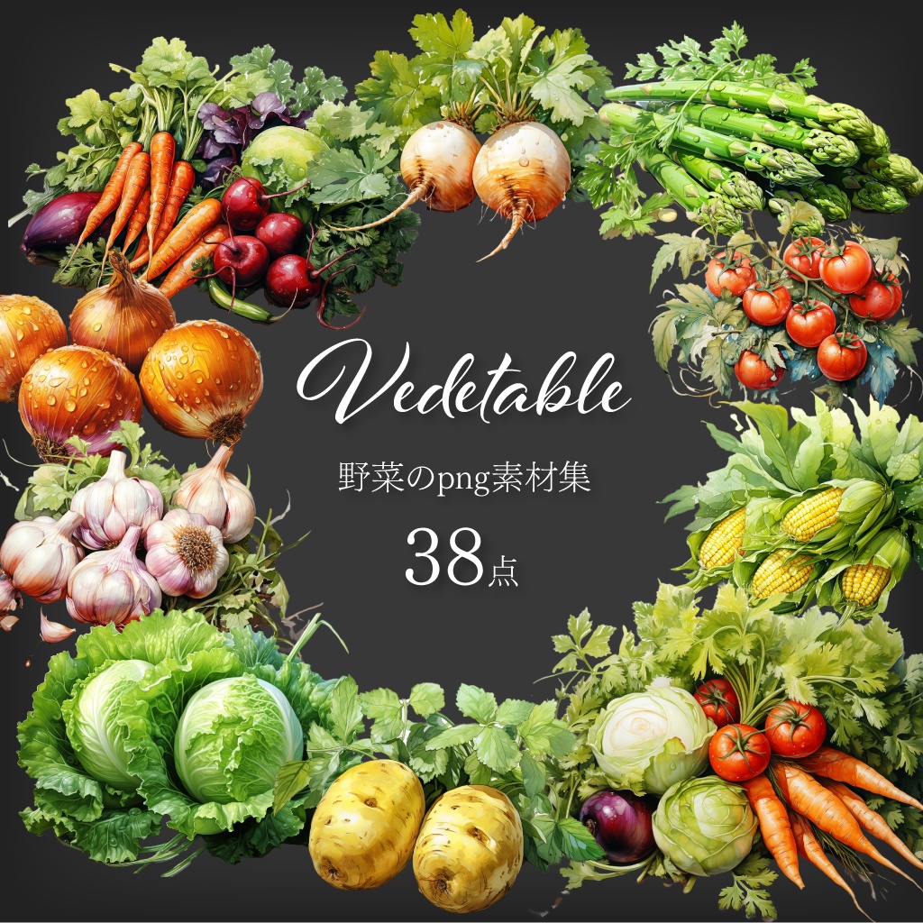 【透過済38点】野菜素材セット【ベクターsvg/png/pdf】