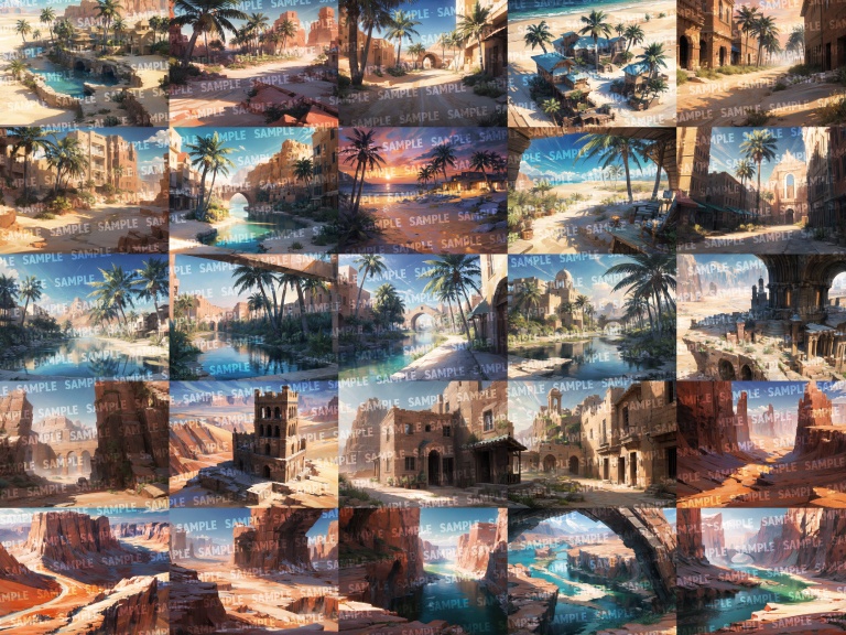 【背景200枚】砂漠/オアシス|差分あり(ゲーム/TRPG背景素材/CoC/ココフォリア)