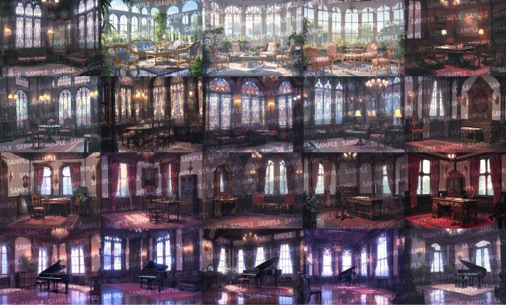 【背景160枚】ホラー風洋館|差分あり(ゲーム/TRPG背景素材/CoC/ココフォリア)