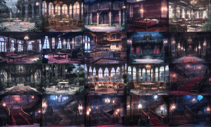 【背景160枚】ホラー風洋館|差分あり(ゲーム/TRPG背景素材/CoC/ココフォリア)