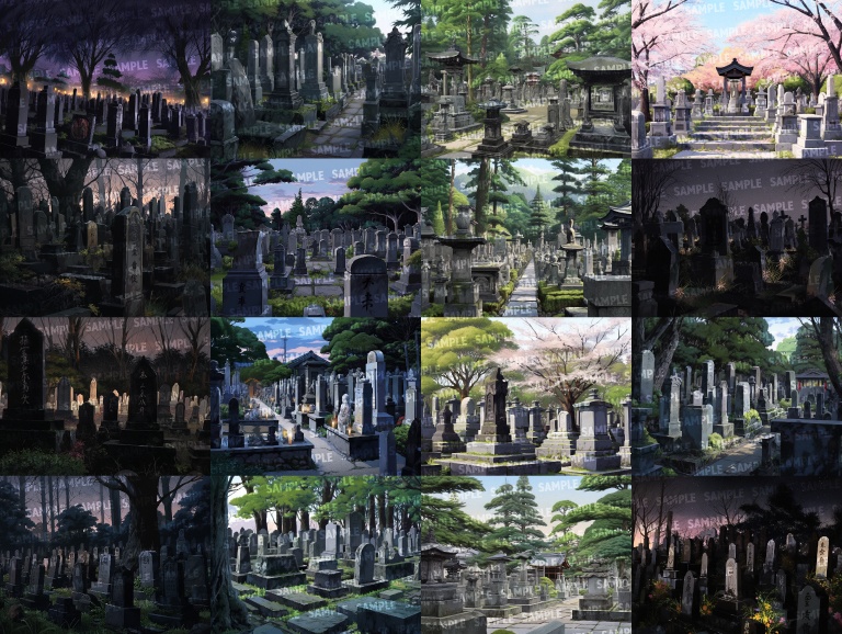 【背景100枚】墓地|洋風/和風(ゲーム/TRPG背景素材/CoC/ココフォリア)