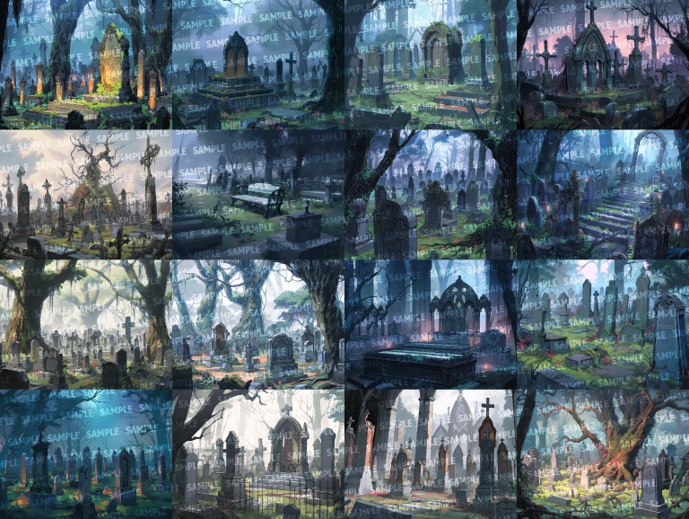 【背景100枚】墓地|洋風/和風(ゲーム/TRPG背景素材/CoC/ココフォリア)