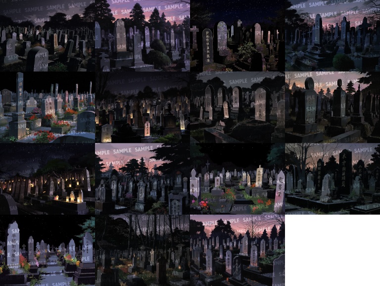【背景100枚】墓地|洋風/和風(ゲーム/TRPG背景素材/CoC/ココフォリア)