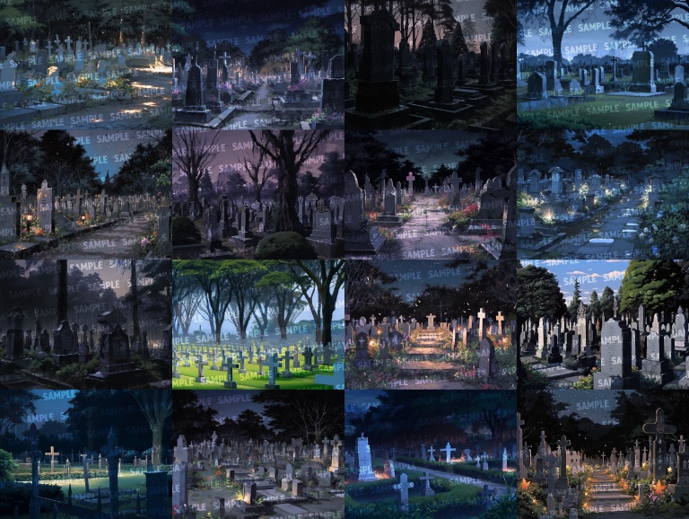 【背景100枚】墓地|洋風/和風(ゲーム/TRPG背景素材/CoC/ココフォリア)
