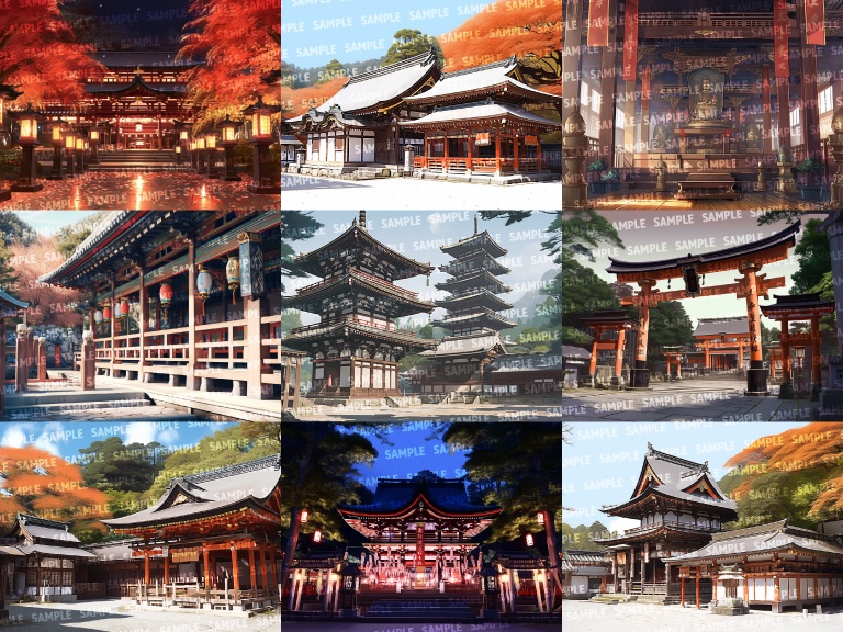 【背景56枚】神社/お寺|差分あり(ゲーム/TRPG背景素材/CoC/ココフォリア)