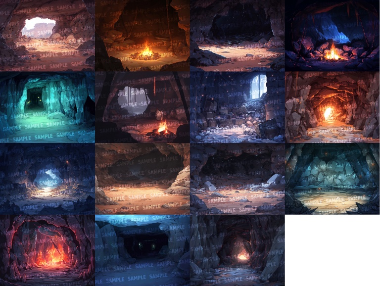 【背景100枚+おまけ20枚】洞窟(ゲーム/TRPG背景素材/CoC/ココフォリア)