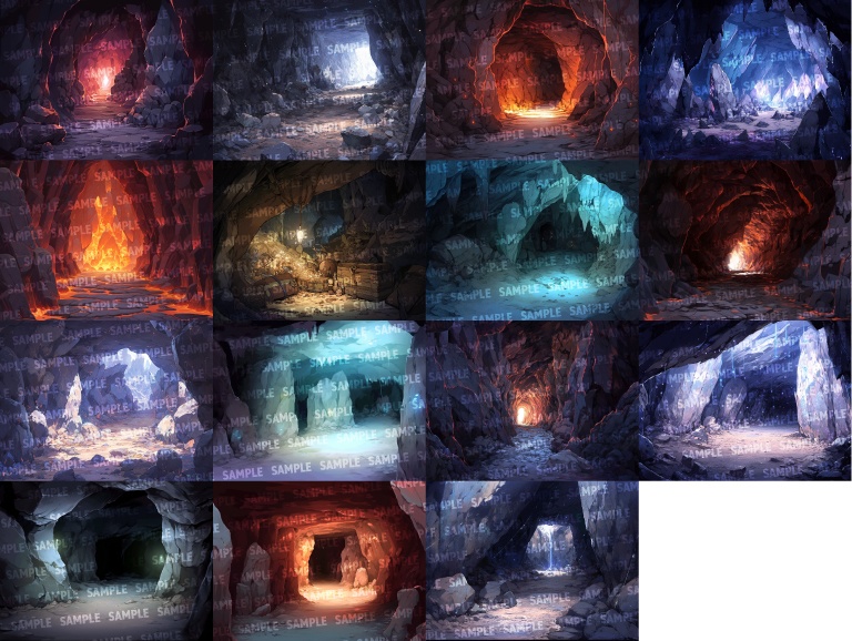 【背景100枚+おまけ20枚】洞窟(ゲーム/TRPG背景素材/CoC/ココフォリア)