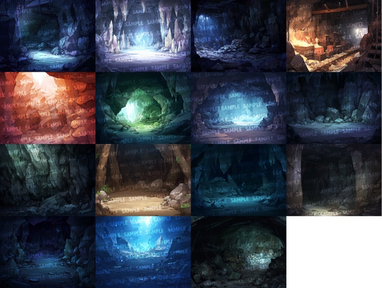 【背景100枚+おまけ20枚】洞窟(ゲーム/TRPG背景素材/CoC/ココフォリア)