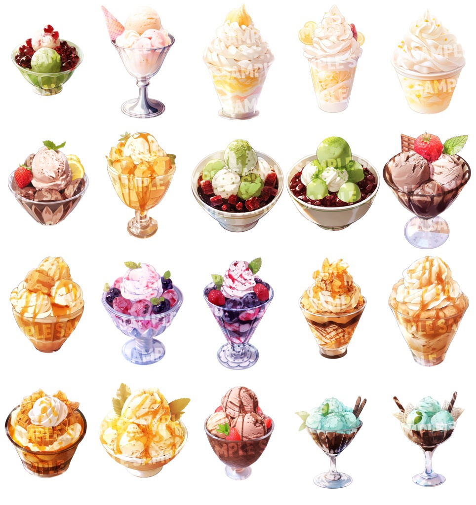 【透過素材50点】アイスクリーム(png)