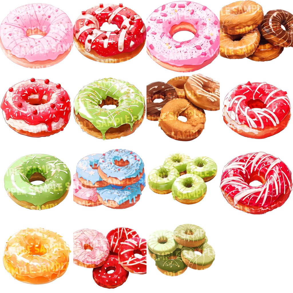 【透過素材60点】ドーナツ(png)