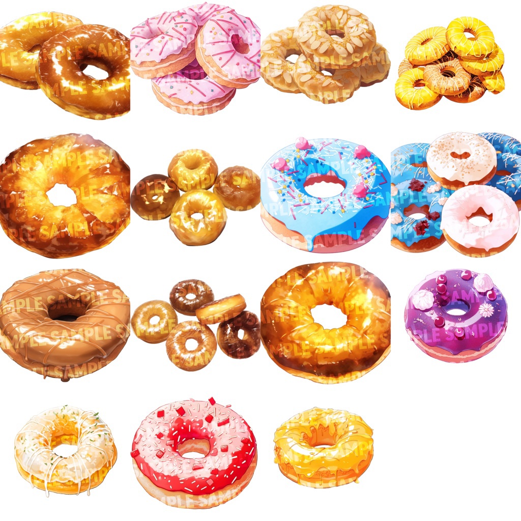 【透過素材60点】ドーナツ(png)