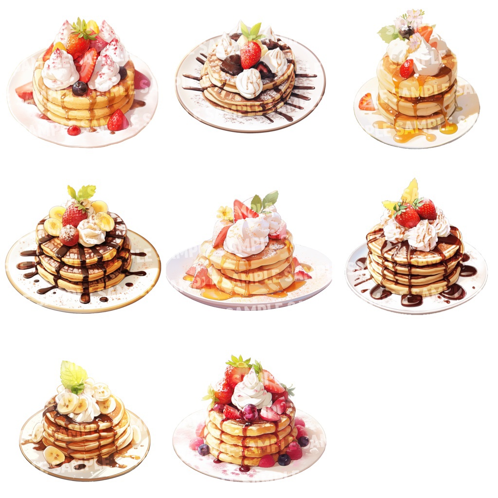 【透過素材40点】パンケーキ(png)