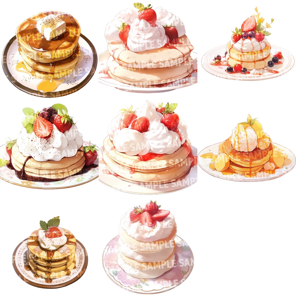 【透過素材40点】パンケーキ(png)